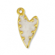 Colgantes met&aacute;licos DQ coraz&oacute;n Blanco nacar-Dorado (sin n&iacute;quel)