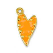 Colgantes met&aacute;licos DQ coraz&oacute;n Naranja-Dorado (sin n&iacute;quel)