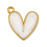 Colgantes met&aacute;licos DQ coraz&oacute;n Blanco nacar-Dorado (sin n&iacute;quel)