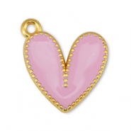 Colgantes met&aacute;licos DQ coraz&oacute;n Rosa claro-Dorado (sin n&iacute;quel)