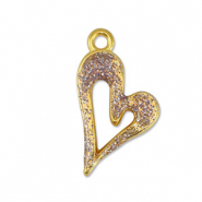 Colgantes met&aacute;licos DQ coraz&oacute;n Glitter Lila-Dorado (sin n&iacute;quel)