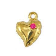Colgantes met&aacute;licos DQ coraz&oacute;n Fucsia-Dorado (sin n&iacute;quel)