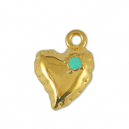 Colgantes met&aacute;licos DQ coraz&oacute;n Veraman Azul-Dorado (sin n&iacute;quel)