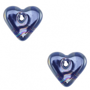 Abalorios de cerámica griega DQ corazón Azul oscuro