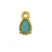 Colgantes metálicos DQ gota Dorado-glitter turqueza (sin níquel)