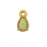 Colgantes metálicos DQ gota Dorado-glitter verde claro (sin níquel)