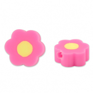 Abalorios de polímeros flor Rosa-amarillo