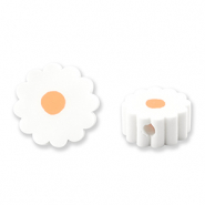Abalorios de polímeros flor Blanco-naranja