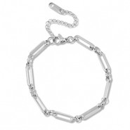 Pulseras Acero Inox eslab&oacute;n Plateado