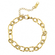Pulseras Acero Inox con eslab&oacute;n retorcido Dorado