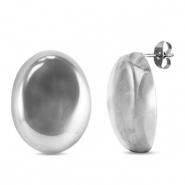 Pendientes Acero Inox óvalo Plateado