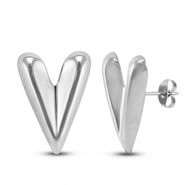 Pendientes Acero Inox corazón Plateado