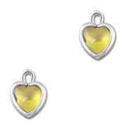 Colgantes de cristal corazón Amarillo-plateado
