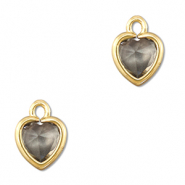 Colgantes de cristal corazón Gris claro-dorado