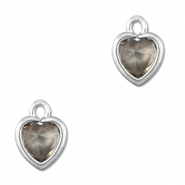 Colgantes de cristal corazón Gris claro-plateado
