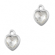 Colgantes de cristal corazón Transparente-plateado