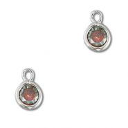 Colgantes de cristal redondos Multicolor-plateado