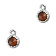 Colgantes de cristal redondos Naranja marrón-plateado