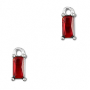 Colgantes de cristal rectángulo Rojo-plateado