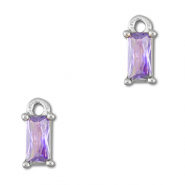 Colgantes de cristal rectángulo Lila claro-plateado