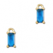 Colgantes de cristal rectángulo Azul-dorado