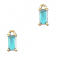 Colgantes de cristal rectángulo Azul aquamarina-dorado