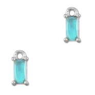 Colgantes de cristal rectángulo Azul aquamarina-plateado
