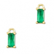 Colgantes de cristal rectángulo Verde esmeralda-dorado