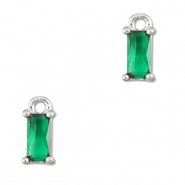 Colgantes de cristal rectángulo Verde esmeralda-plateado