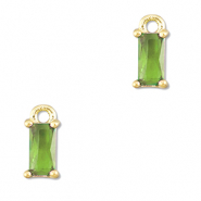 Colgantes de cristal rectángulo Verde-dorado
