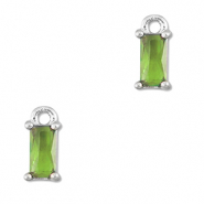 Colgantes de cristal rectángulo Verde-plateado