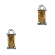 Colgantes de cristal rectángulo Naranja marrón-plateado
