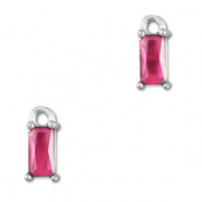 Colgantes de cristal rectángulo Rosa oscuro-plateado