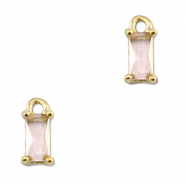 Colgantes de cristal rectángulo Rosa claro-dorado
