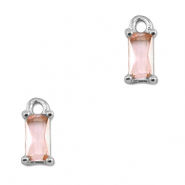 Colgantes de cristal rectángulo Rosa claro-plateado