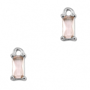 Colgantes de cristal rectángulo Melocotón-plateado