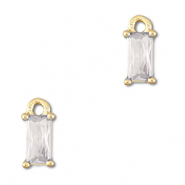 Colgantes de cristal rectángulo Transparente-dorado