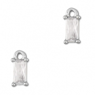 Colgantes de cristal rectángulo Transparente-plateado