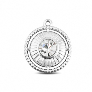 BY31&reg; Colgantes Acero Inox redondos con anillo Plateado-cristal