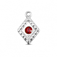 BY31&reg; Colgantes Acero Inox rombo Plateado-rojo ruby