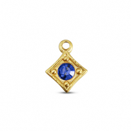 BY31&reg; Colgantes Acero Inox rombo Dorado-azul zafiro