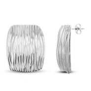 Pendientes Acero Inox rect&aacute;ngulo Plateado