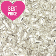 Rocalla cristal 6/0 (4mm) Transparente con revestimiento plateado