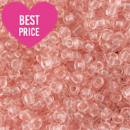 Rocalla cristal 6/0 (4mm) Rosa melocotón claro transparente