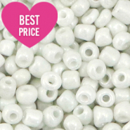 Rocalla cristal 8/0 (3mm) Blanco brillante perla