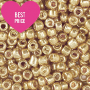 Rocalla cristal 8/0 (3mm) Dorado metálico brillante