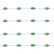 Fornituras Acero Inox cadena jasseron &oacute;valo Plata-verde