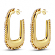 Pendientes Acero Inox óvalo Dorado
