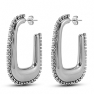 Pendientes Acero Inox óvalo Plateado