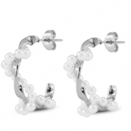 Pendientes Acero Inox con imitación de perlas Plateado